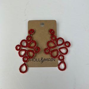 NWT red beaded statement earrings